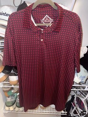 BURLEBO Red and Black Micro-Print Polo Shirt